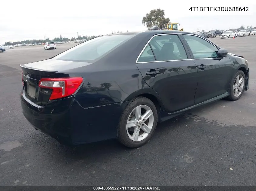 2013 Toyota Camry Se VIN: 4T1BF1FK3DU688642 Lot: 40855922