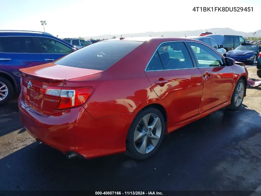 2013 Toyota Camry Se V6 VIN: 4T1BK1FK8DU529451 Lot: 40857166