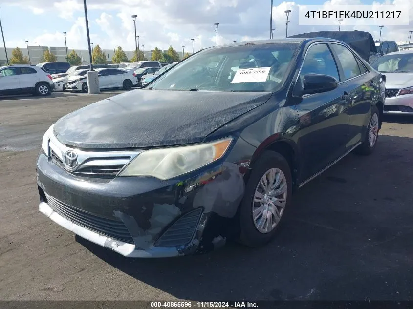 2013 Toyota Camry Le VIN: 4T1BF1FK4DU211217 Lot: 40865596