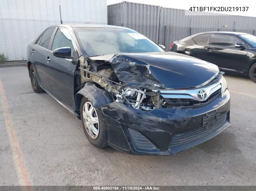 2013 Toyota Camry Le VIN: 4T1BF1FK2DU219137 Lot: 40882185