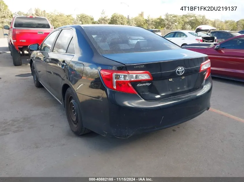 2013 Toyota Camry Le VIN: 4T1BF1FK2DU219137 Lot: 40882185