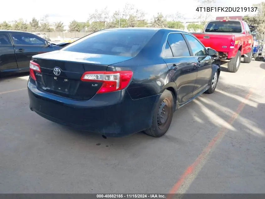 2013 Toyota Camry Le VIN: 4T1BF1FK2DU219137 Lot: 40882185