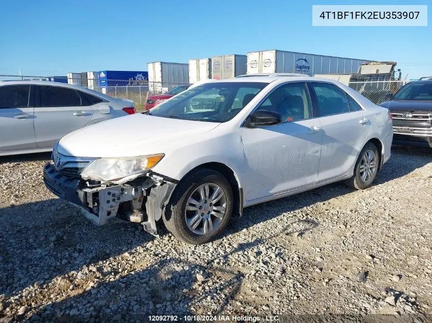 2014 Toyota Camry Le VIN: 4T1BF1FK2EU353907 Lot: 12092792