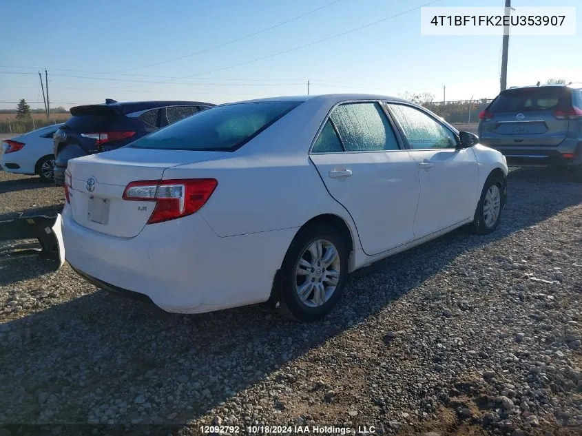 2014 Toyota Camry Le VIN: 4T1BF1FK2EU353907 Lot: 12092792