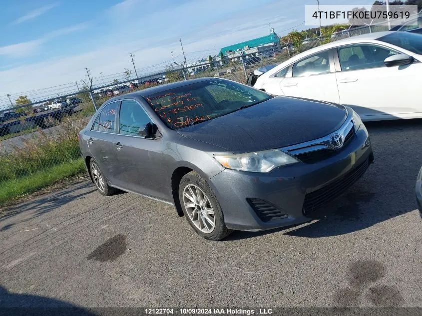 2014 Toyota Camry Le VIN: 4T1BF1FK0EU759619 Lot: 12122704