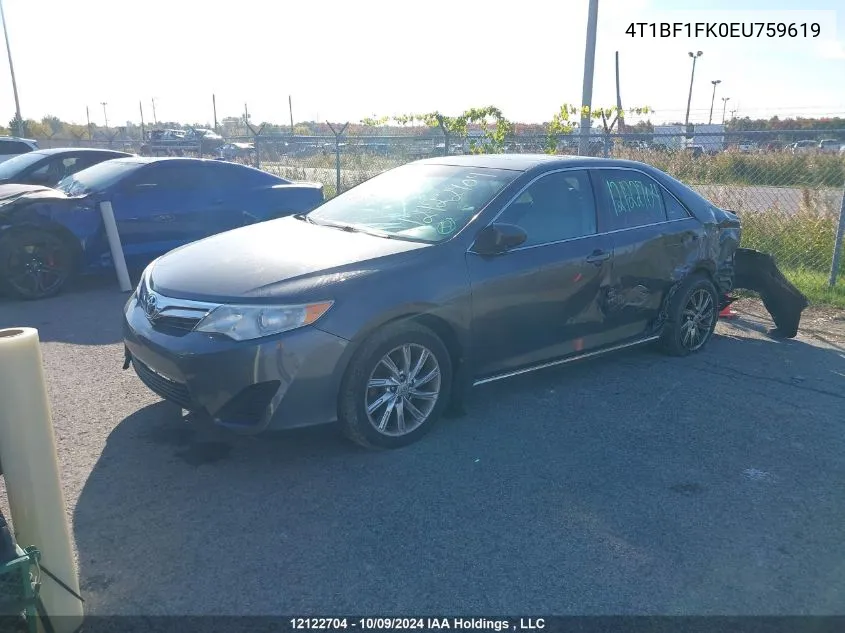 2014 Toyota Camry Le VIN: 4T1BF1FK0EU759619 Lot: 12122704