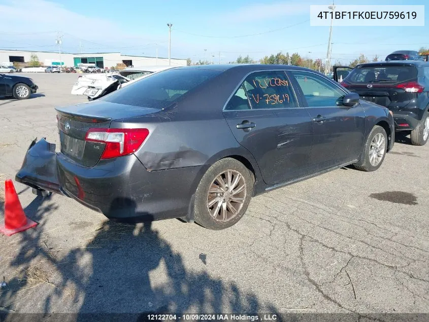 2014 Toyota Camry Le VIN: 4T1BF1FK0EU759619 Lot: 12122704