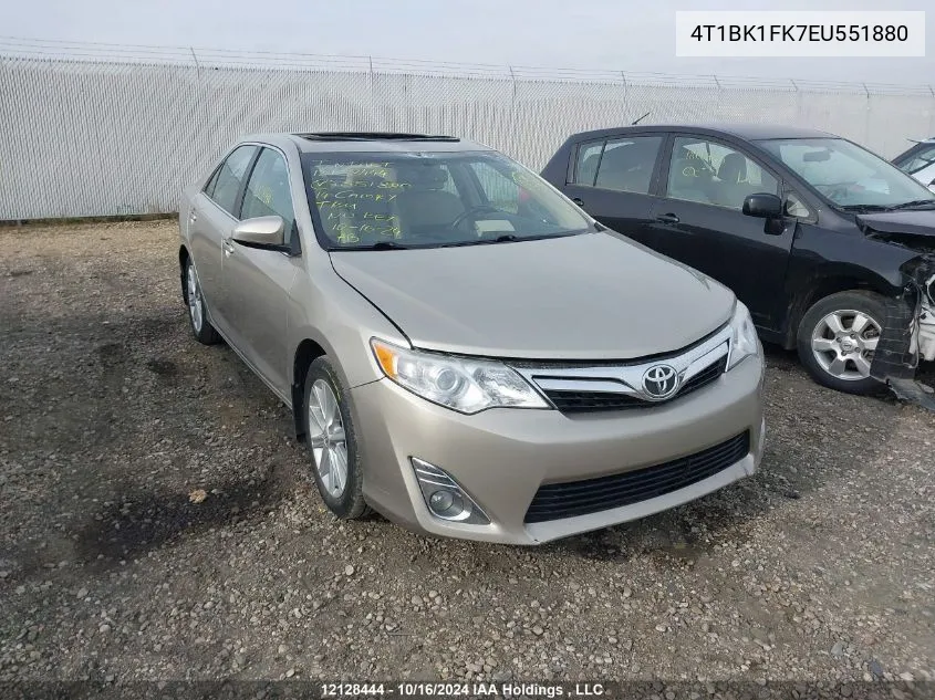 2014 Toyota Camry Se/Xle VIN: 4T1BK1FK7EU551880 Lot: 12128444