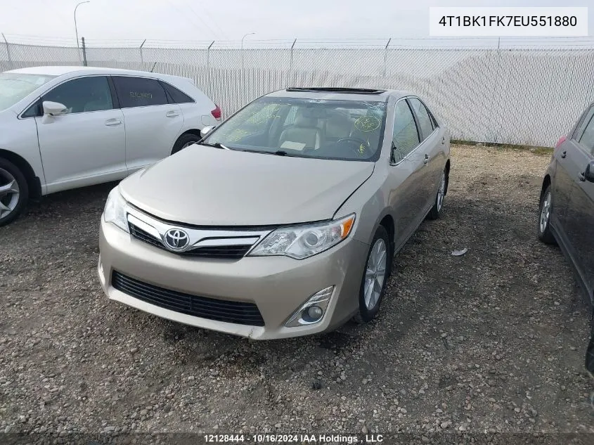 2014 Toyota Camry Se/Xle VIN: 4T1BK1FK7EU551880 Lot: 12128444