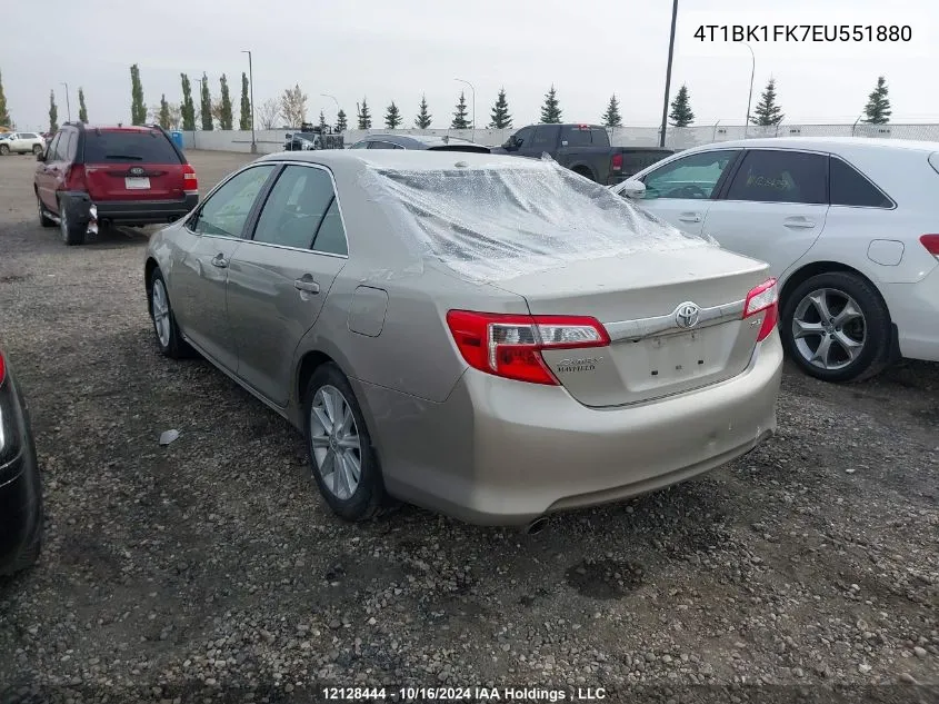 2014 Toyota Camry Se/Xle VIN: 4T1BK1FK7EU551880 Lot: 12128444