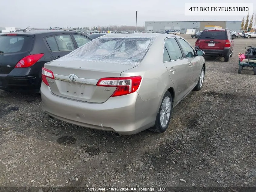 2014 Toyota Camry Se/Xle VIN: 4T1BK1FK7EU551880 Lot: 12128444