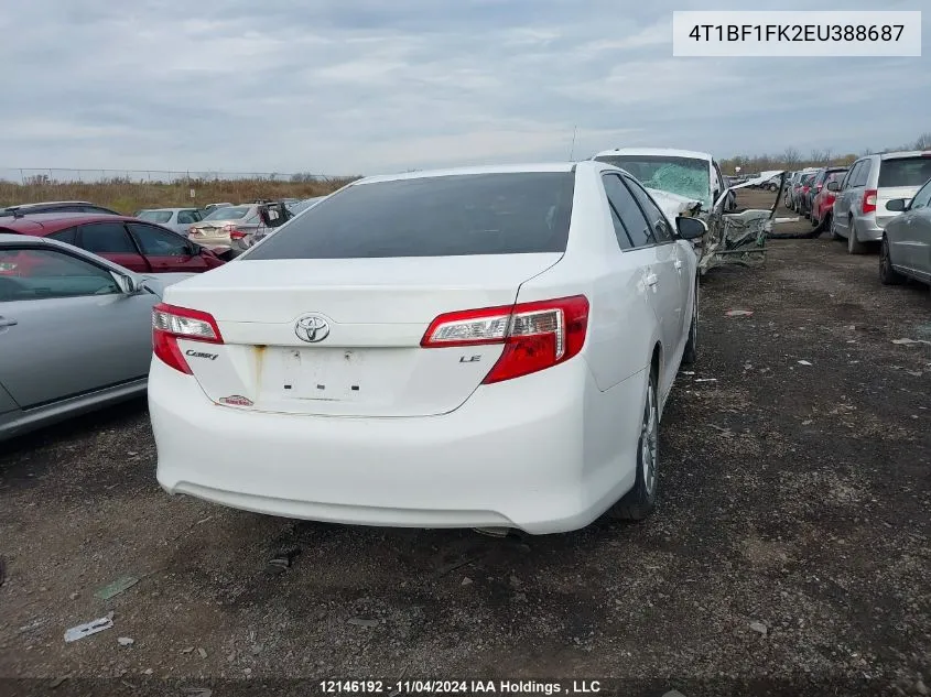 2014 Toyota Camry L/Se/Le/Xle VIN: 4T1BF1FK2EU388687 Lot: 12146192