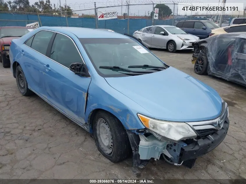 2014 Toyota Camry Le VIN: 4T4BF1FK6ER361191 Lot: 39366076