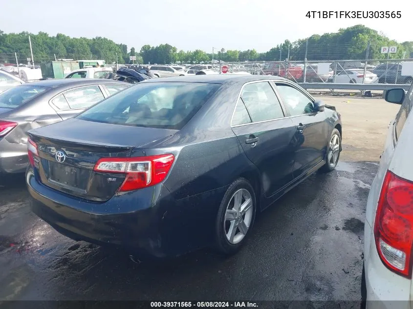 2014 Toyota Camry Se VIN: 4T1BF1FK3EU303565 Lot: 39371565