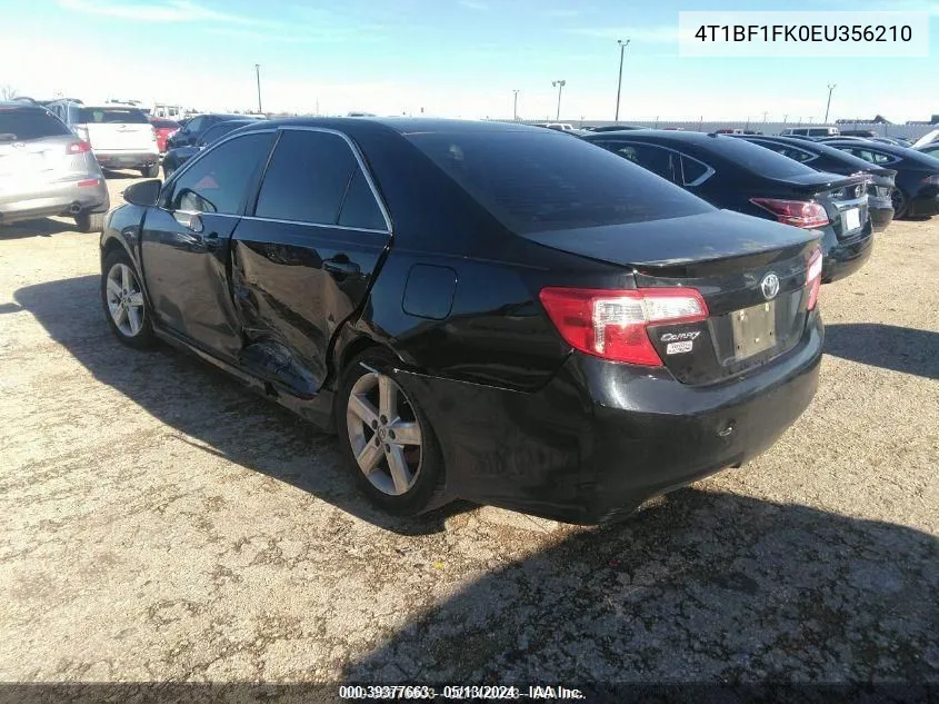 2014 Toyota Camry Se VIN: 4T1BF1FK0EU356210 Lot: 39377663