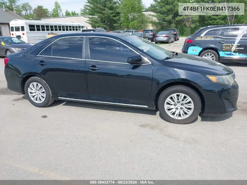 2014 Toyota Camry Le VIN: 4T4BF1FK0ER417366 Lot: 39433774