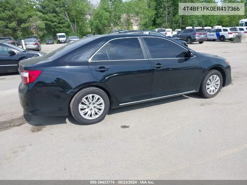 2014 Toyota Camry Le VIN: 4T4BF1FK0ER417366 Lot: 39433774