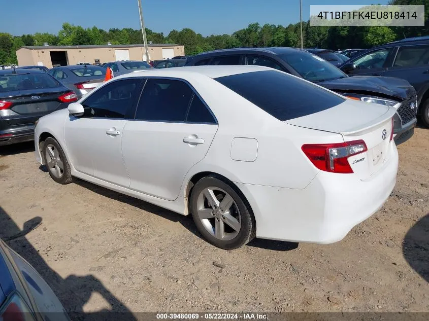 2014 Toyota Camry Se VIN: 4T1BF1FK4EU818414 Lot: 39480069