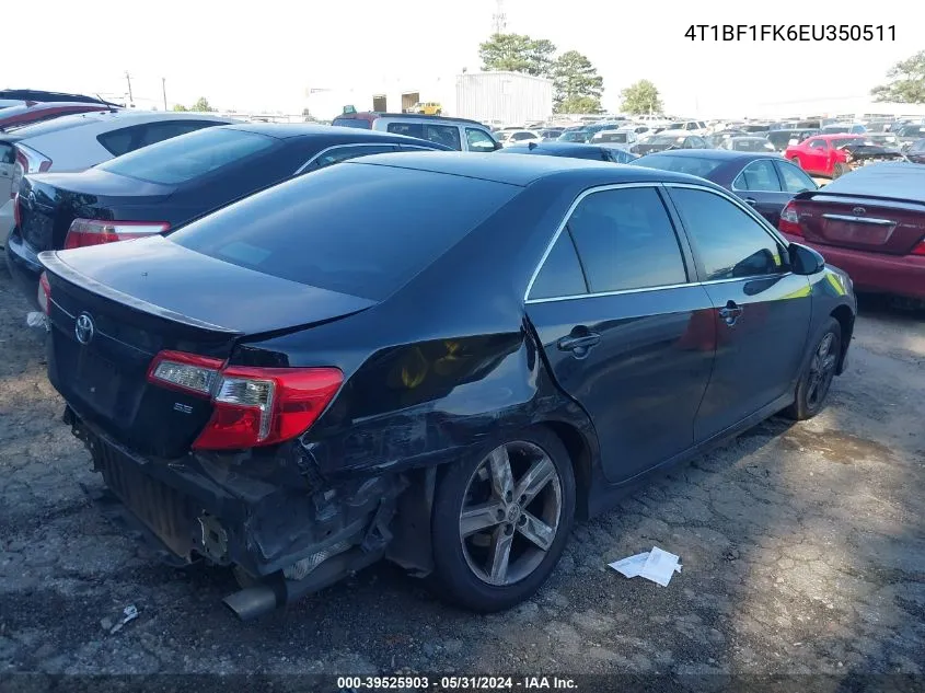 2014 Toyota Camry Se VIN: 4T1BF1FK6EU350511 Lot: 39525903