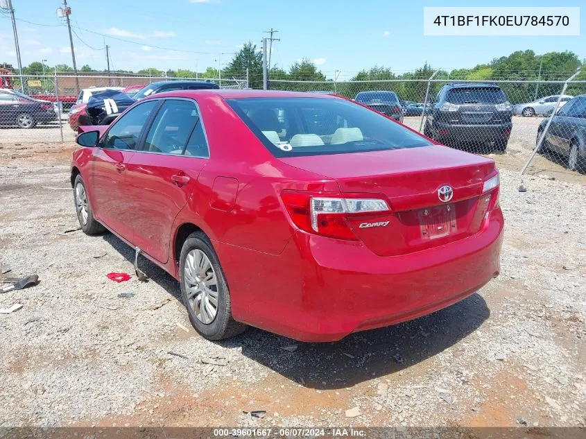 2014 Toyota Camry Le VIN: 4T1BF1FK0EU784570 Lot: 39601667