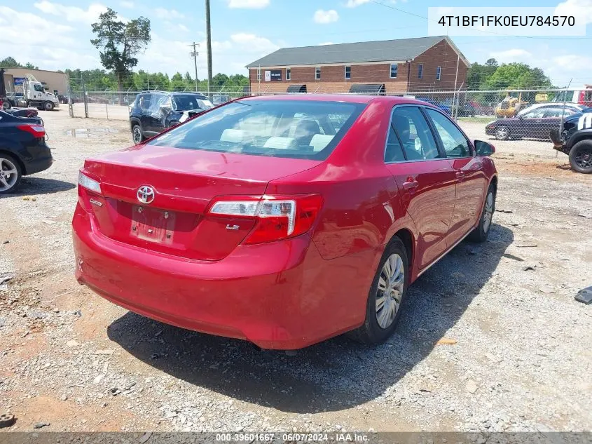 2014 Toyota Camry Le VIN: 4T1BF1FK0EU784570 Lot: 39601667