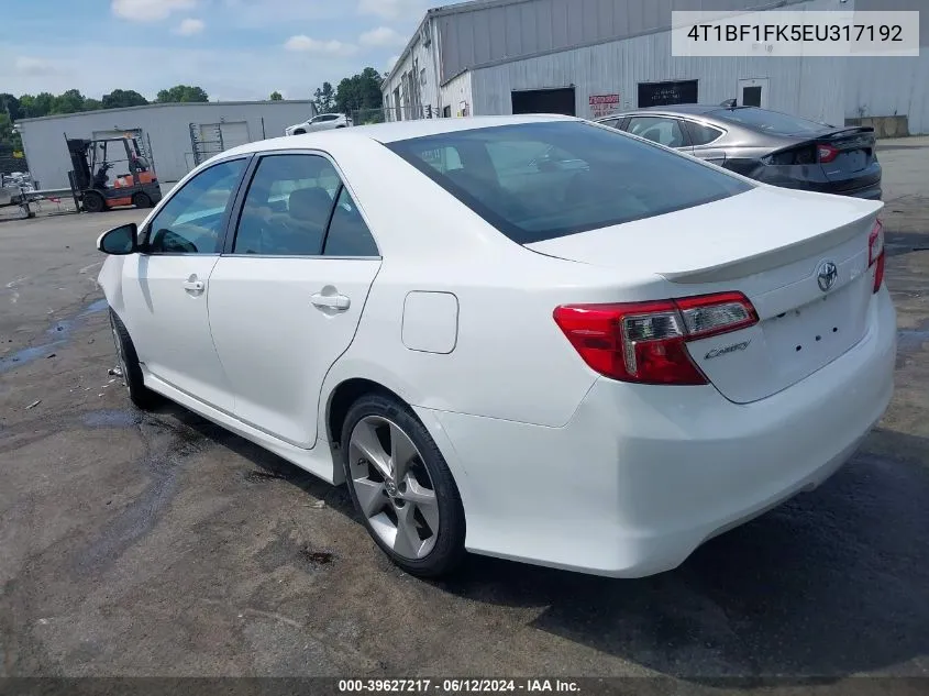 2014 Toyota Camry Se Sport VIN: 4T1BF1FK5EU317192 Lot: 39627217