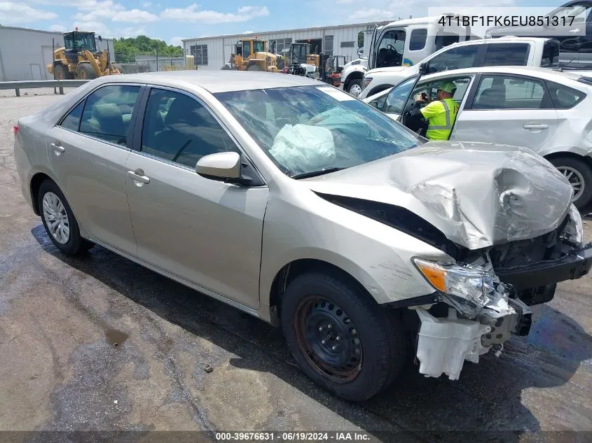 2014 Toyota Camry Le VIN: 4T1BF1FK6EU851317 Lot: 39676631