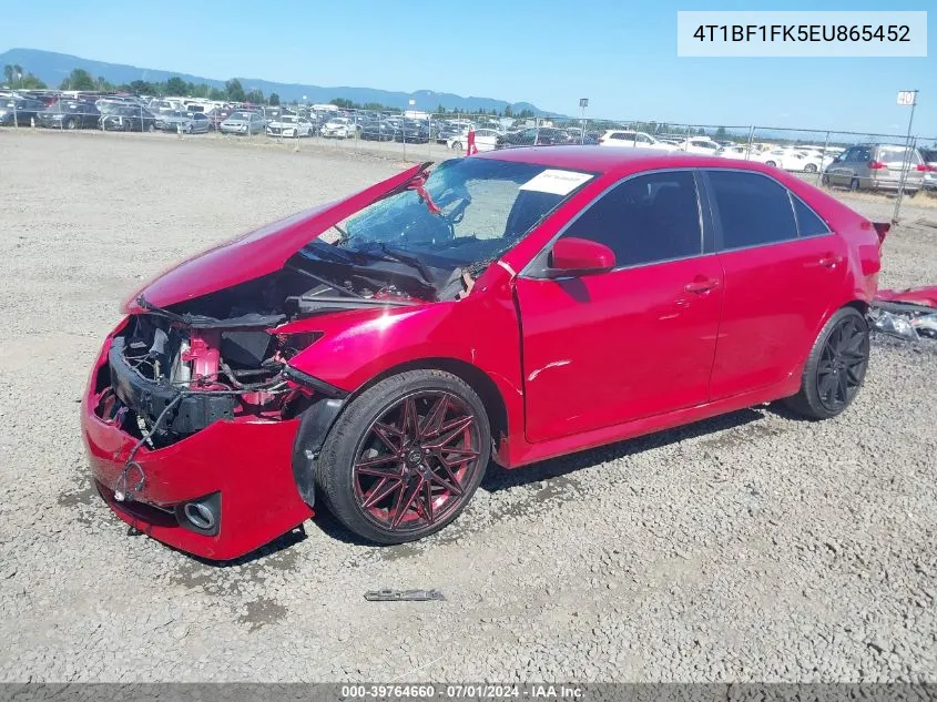 2014 Toyota Camry Se VIN: 4T1BF1FK5EU865452 Lot: 39764660