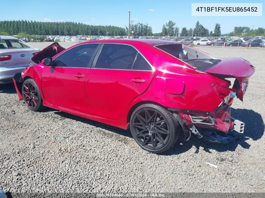 2014 Toyota Camry Se VIN: 4T1BF1FK5EU865452 Lot: 39764660