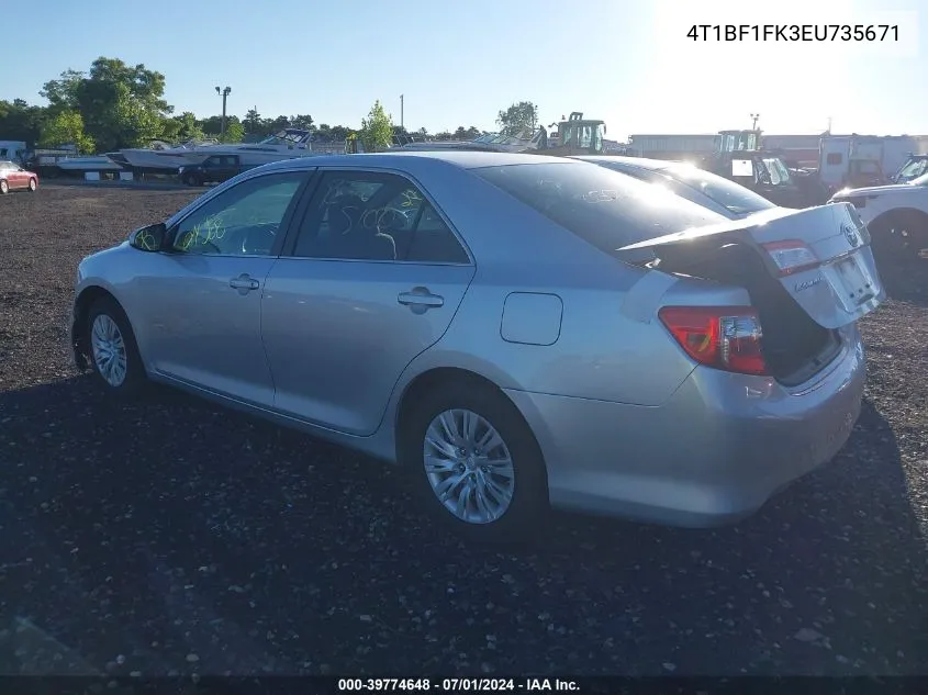 2014 Toyota Camry L VIN: 4T1BF1FK3EU735671 Lot: 39774648