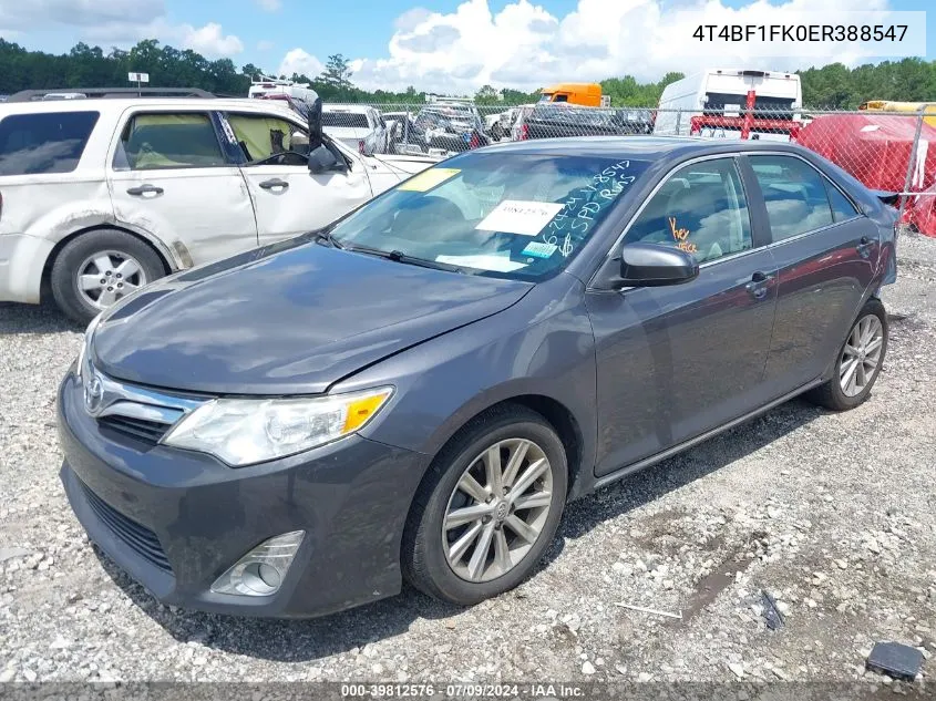 2014 Toyota Camry Xle VIN: 4T4BF1FK0ER388547 Lot: 39812576