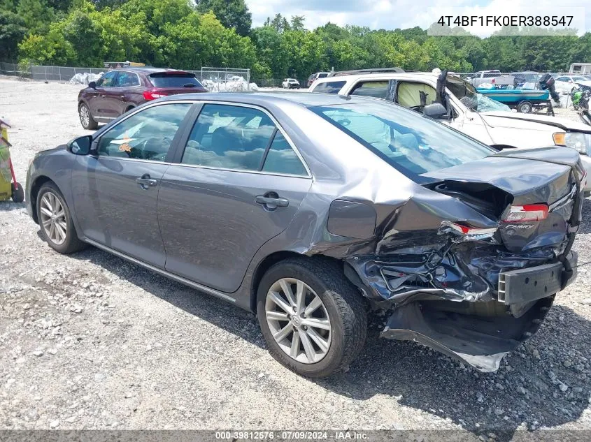 2014 Toyota Camry Xle VIN: 4T4BF1FK0ER388547 Lot: 39812576