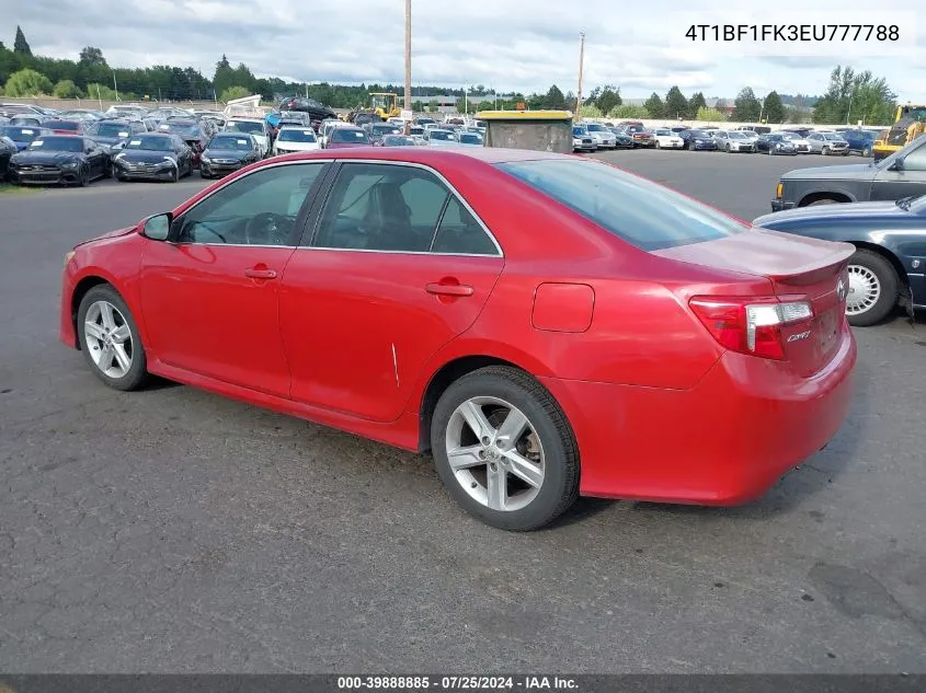 2014 Toyota Camry Se VIN: 4T1BF1FK3EU777788 Lot: 39888885