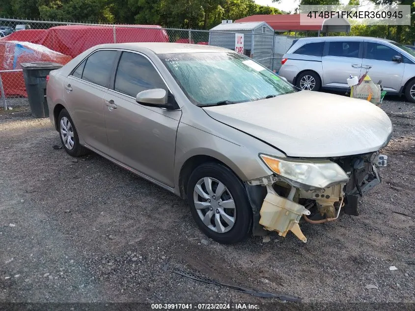 2014 Toyota Camry Le VIN: 4T4BF1FK4ER360945 Lot: 39917041