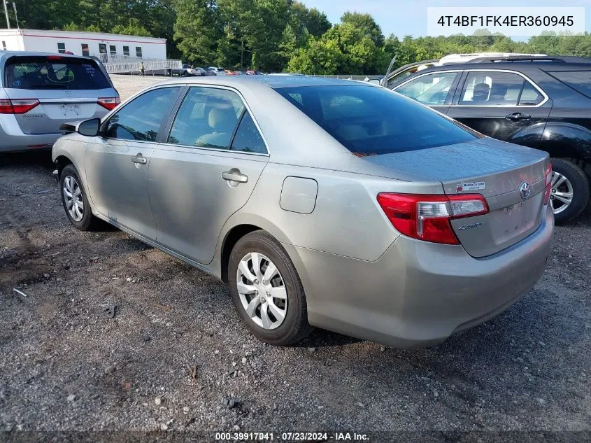 2014 Toyota Camry Le VIN: 4T4BF1FK4ER360945 Lot: 39917041