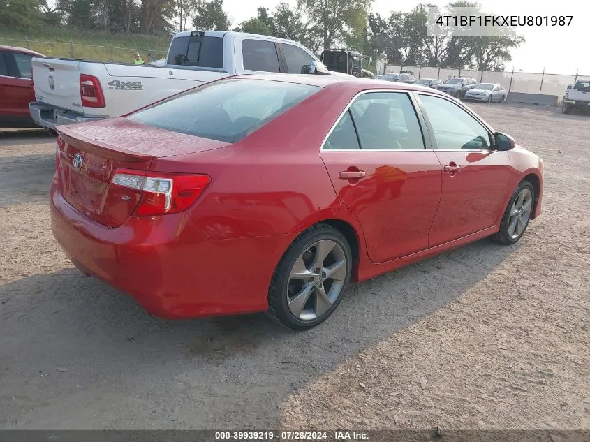 2014 Toyota Camry Se Sport VIN: 4T1BF1FKXEU801987 Lot: 39939219