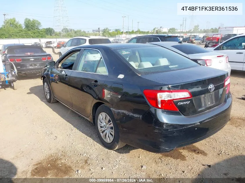 2014 Toyota Camry L/Le/Se/Se Sport/Xle VIN: 4T4BF1FK3ER361536 Lot: 39959984