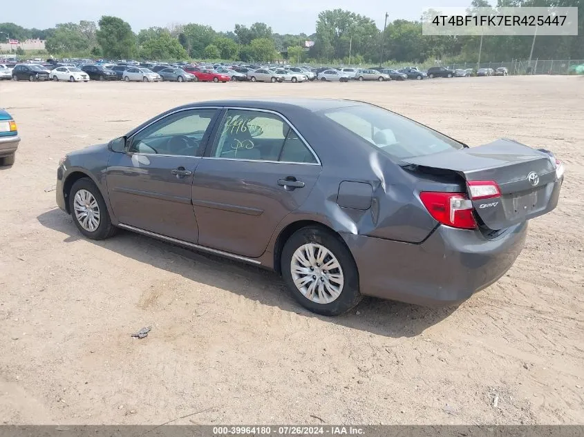 2014 Toyota Camry L/Se/Le/Xle VIN: 4T4BF1FK7ER425447 Lot: 39964180