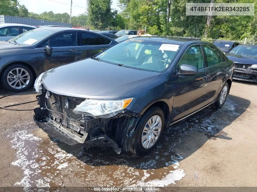 2014 Toyota Camry L/Le/Se/Se Sport/Xle VIN: 4T4BF1FK2ER343285 Lot: 39969502