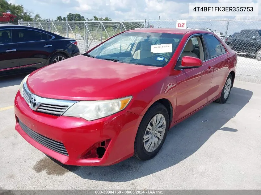 2014 Toyota Camry L VIN: 4T4BF1FK3ER355753 Lot: 39984758