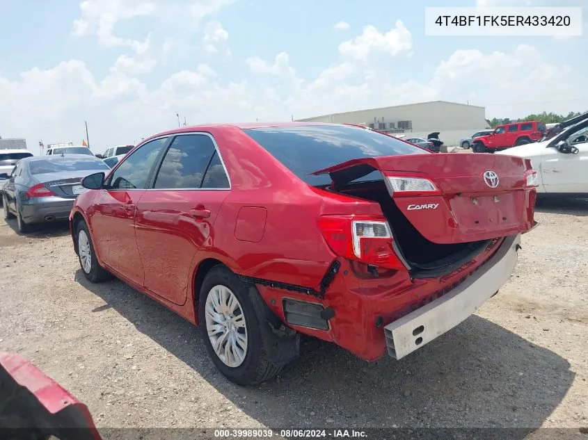 2014 Toyota Camry L VIN: 4T4BF1FK5ER433420 Lot: 39989039