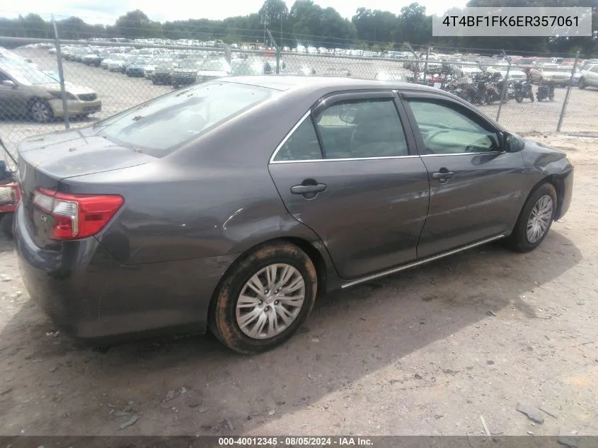 2014 Toyota Camry Le VIN: 4T4BF1FK6ER357061 Lot: 40012345