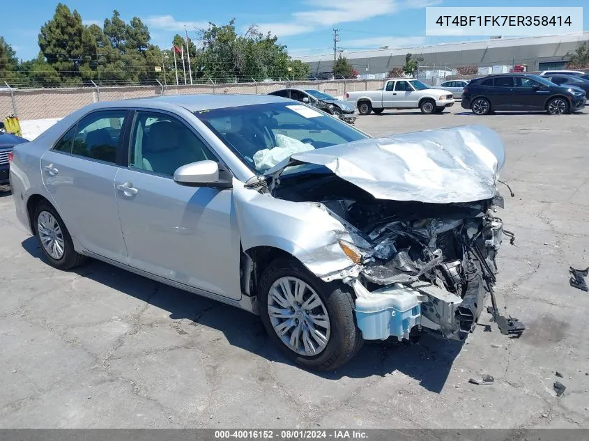 2014 Toyota Camry Le VIN: 4T4BF1FK7ER358414 Lot: 40016152