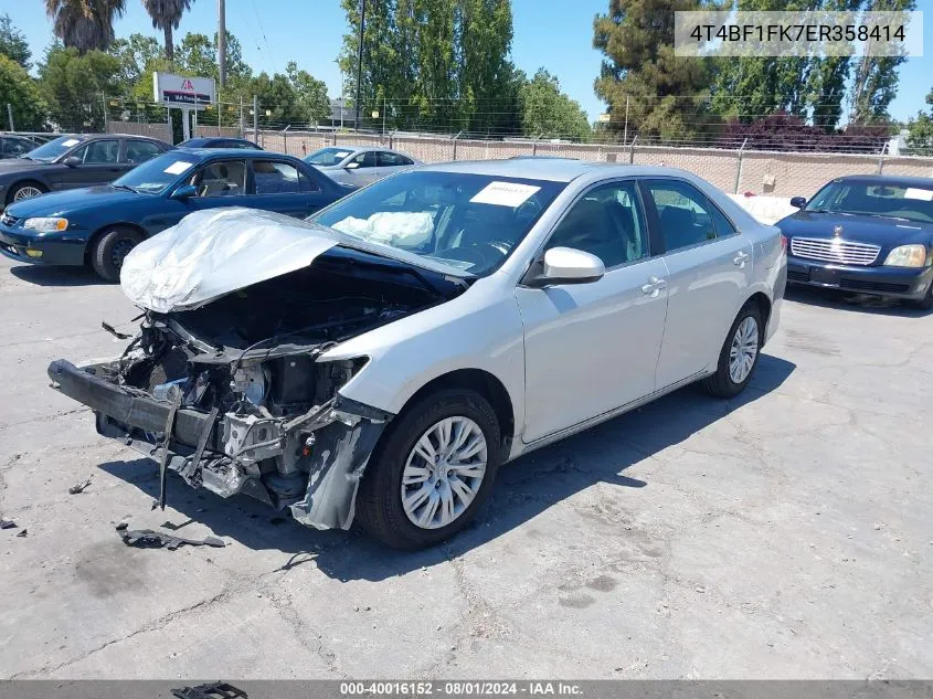 2014 Toyota Camry Le VIN: 4T4BF1FK7ER358414 Lot: 40016152