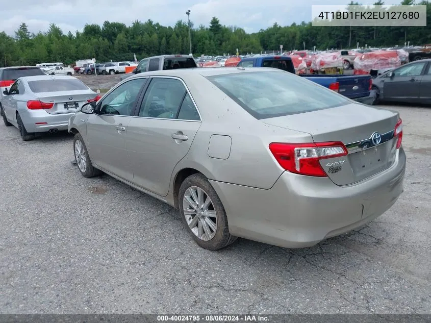 2014 Toyota Camry Hybrid Xle VIN: 4T1BD1FK2EU127680 Lot: 40024795