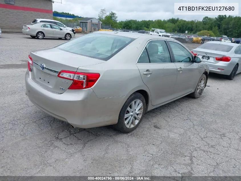 2014 Toyota Camry Hybrid Xle VIN: 4T1BD1FK2EU127680 Lot: 40024795