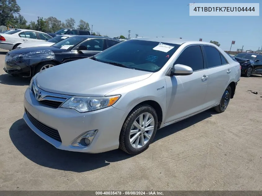 2014 Toyota Camry Hybrid Xle VIN: 4T1BD1FK7EU104444 Lot: 40035478