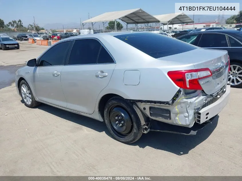 2014 Toyota Camry Hybrid Xle VIN: 4T1BD1FK7EU104444 Lot: 40035478