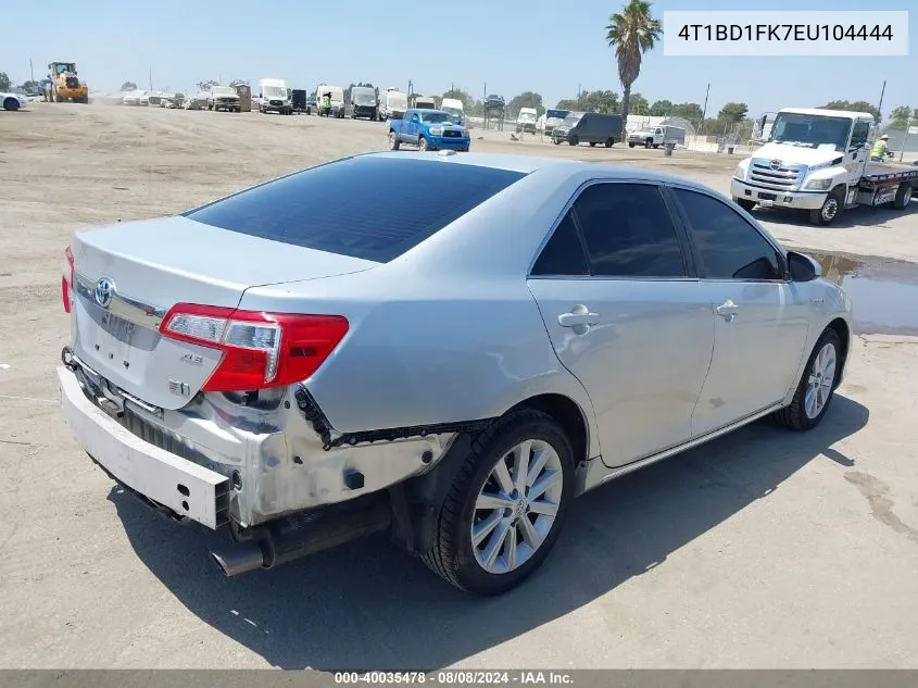 2014 Toyota Camry Hybrid Xle VIN: 4T1BD1FK7EU104444 Lot: 40035478