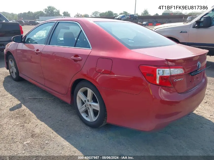 2014 Toyota Camry Se VIN: 4T1BF1FK9EU817386 Lot: 40037957